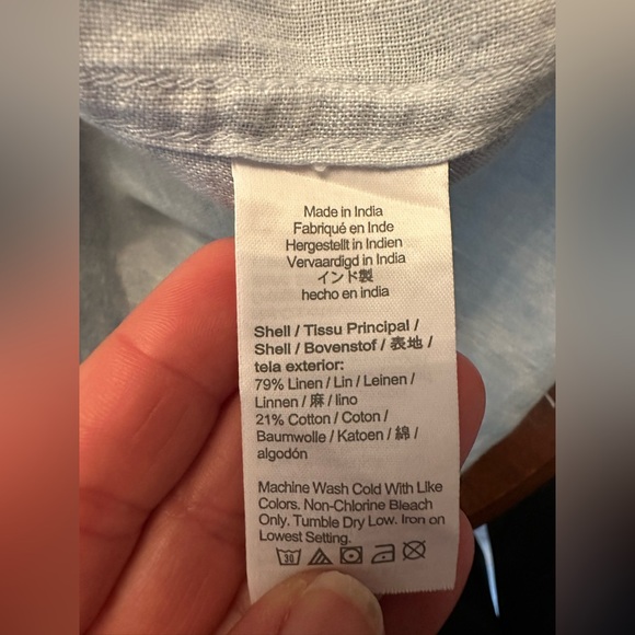 LOFT Blue Floral Puff Sleeve Tie Neck Blouse XS Cottagecore Boho - Picture 6 of 7